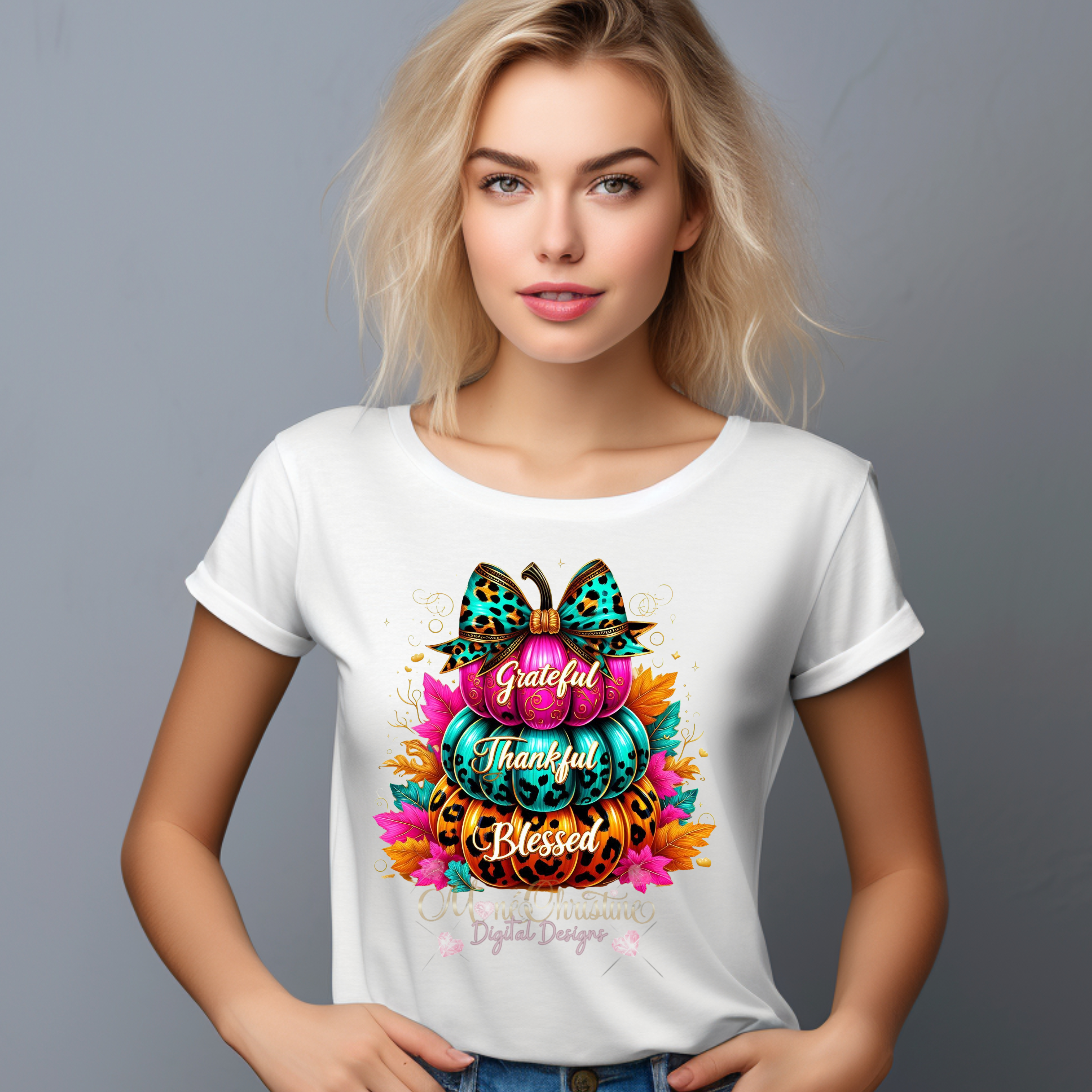 Colorful Pumpkins - Thankful, Grateful, Blessed