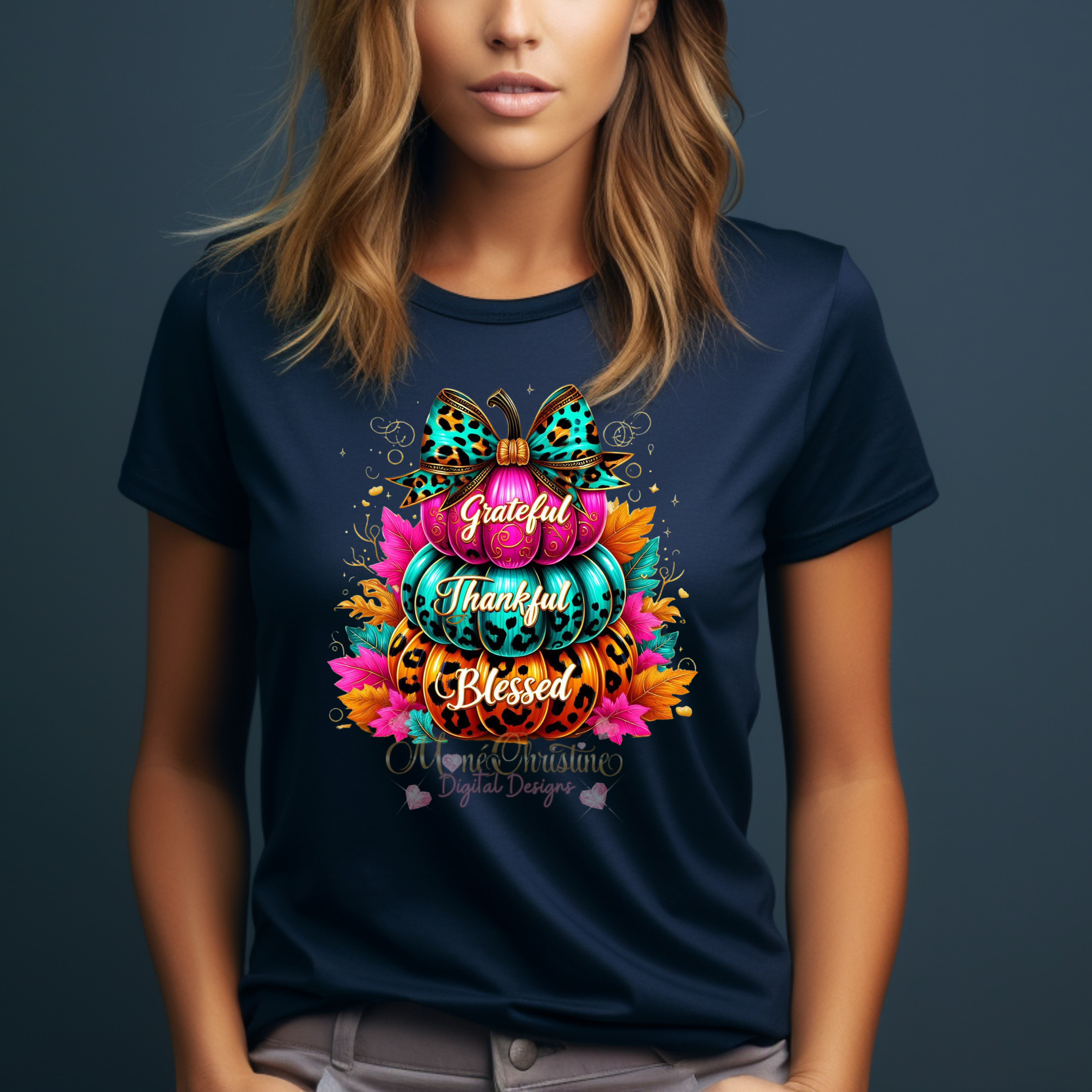 Colorful Pumpkins - Thankful, Grateful, Blessed