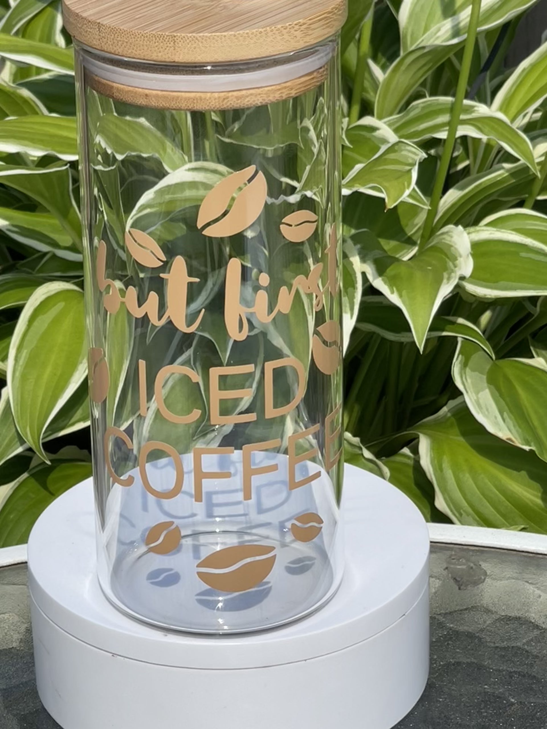 Glass Tumblers with Bamboo lids