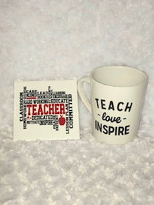 Assorted Mugs with matching coasters