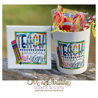 Assorted Mugs with matching coasters