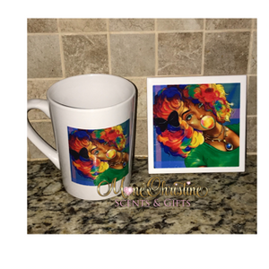 Assorted Mugs with matching coasters