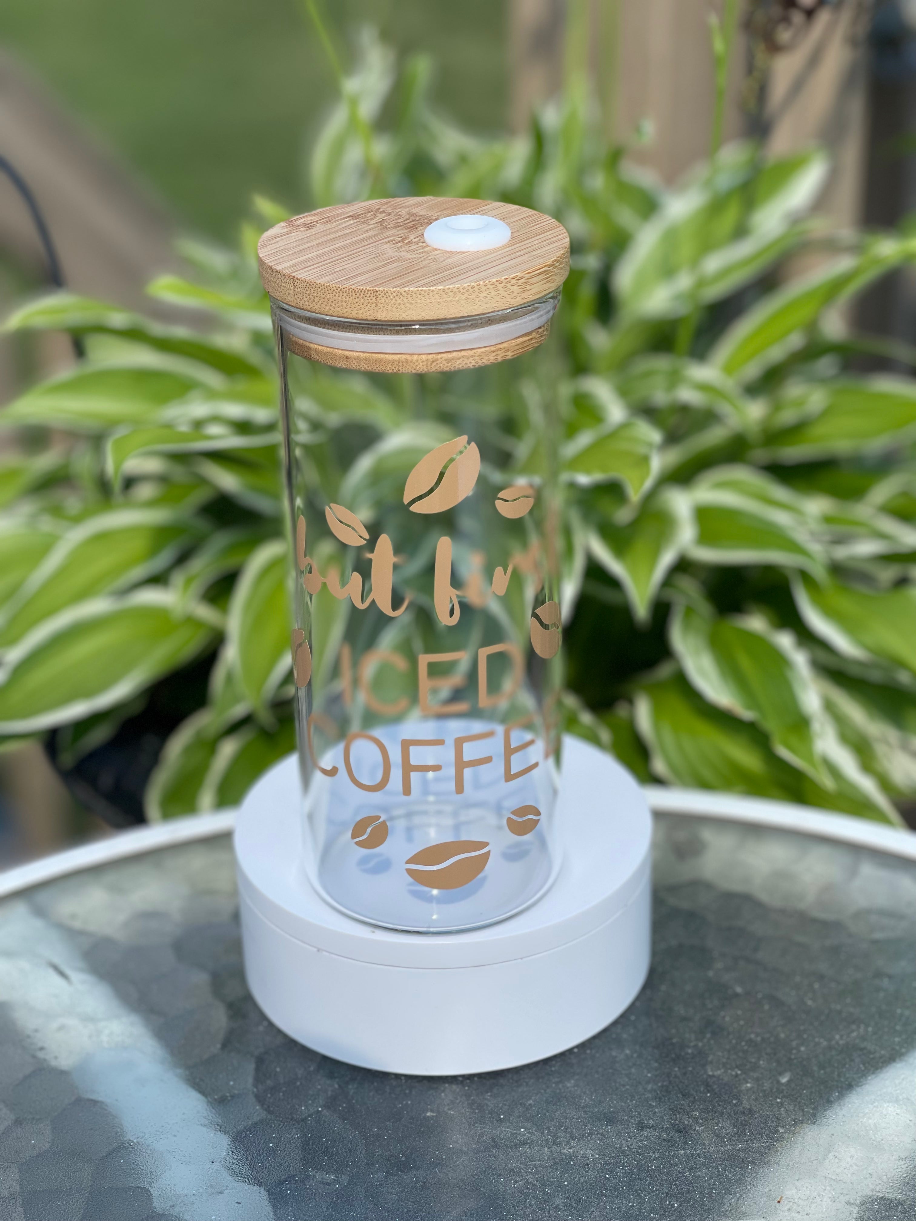 Glass Tumblers with Bamboo lids