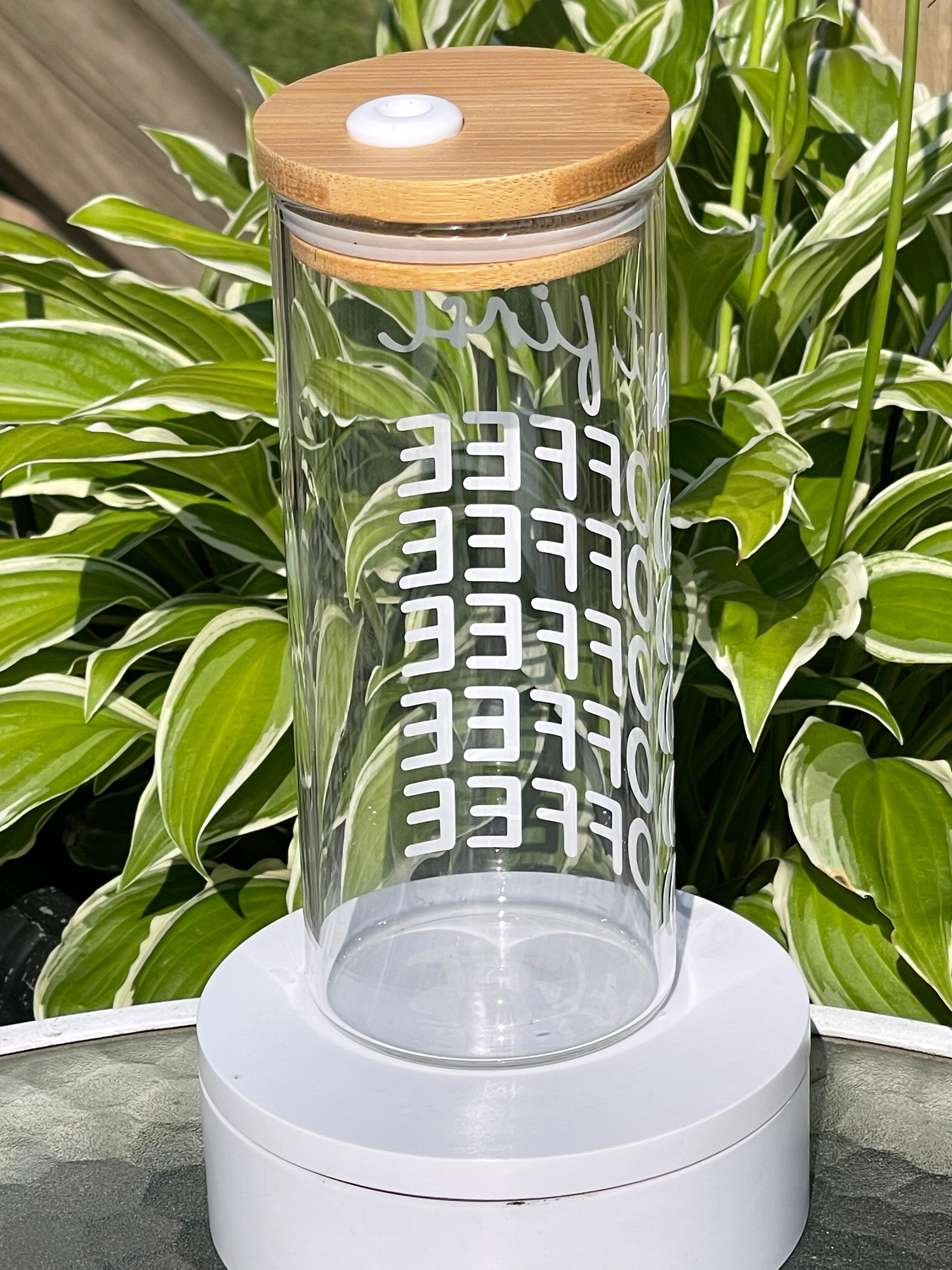 Glass Tumblers with Bamboo lids