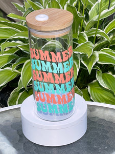 Glass Tumblers with Bamboo lids
