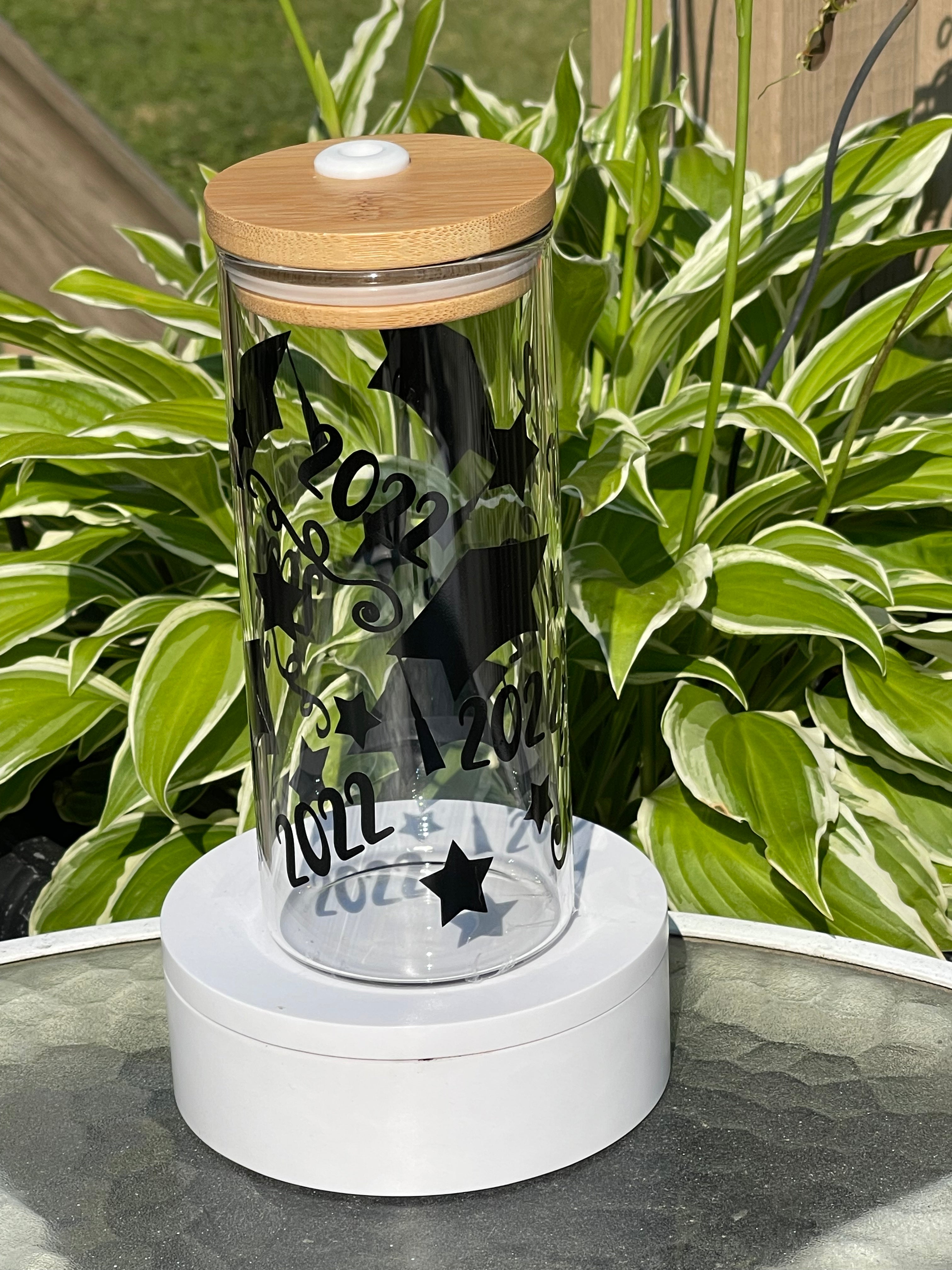 Glass Tumblers with Bamboo lids
