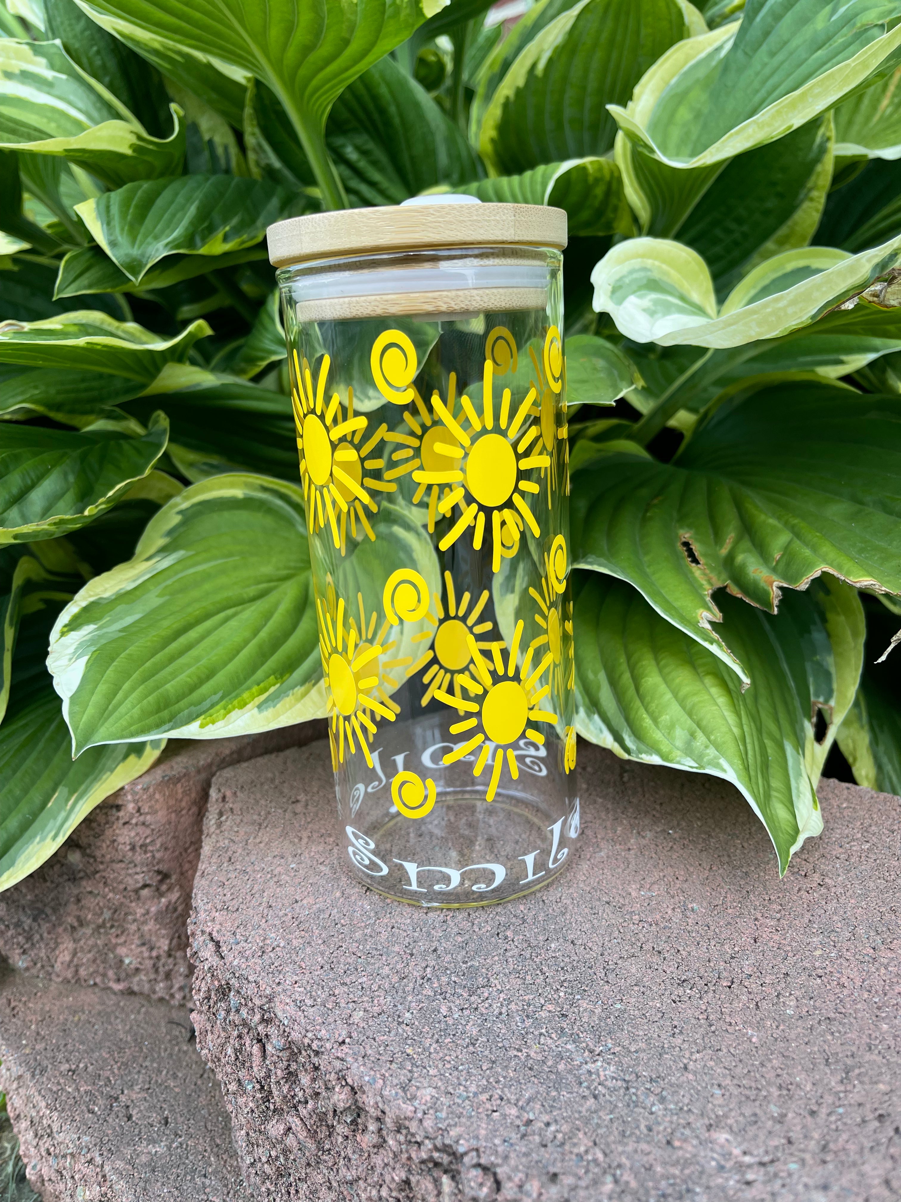 Glass Tumblers with Bamboo lids